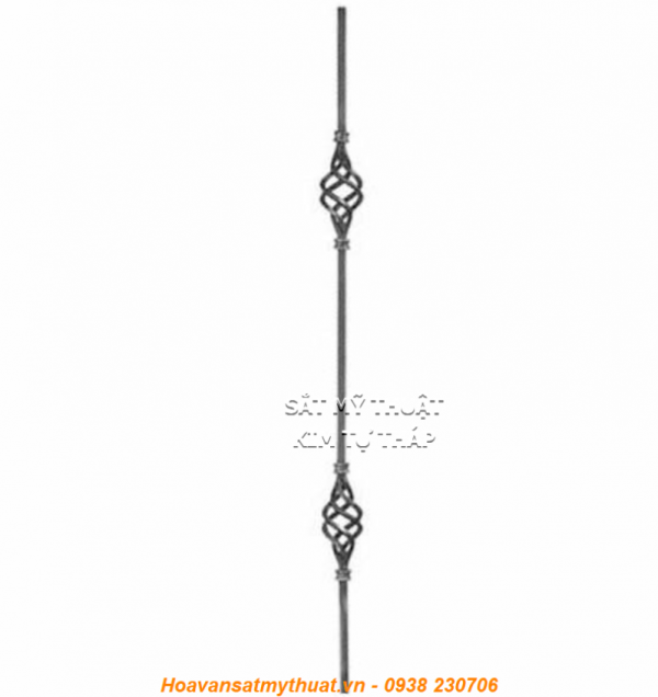 sắt vuông đặc trơn 2 trái trám C-LC-072